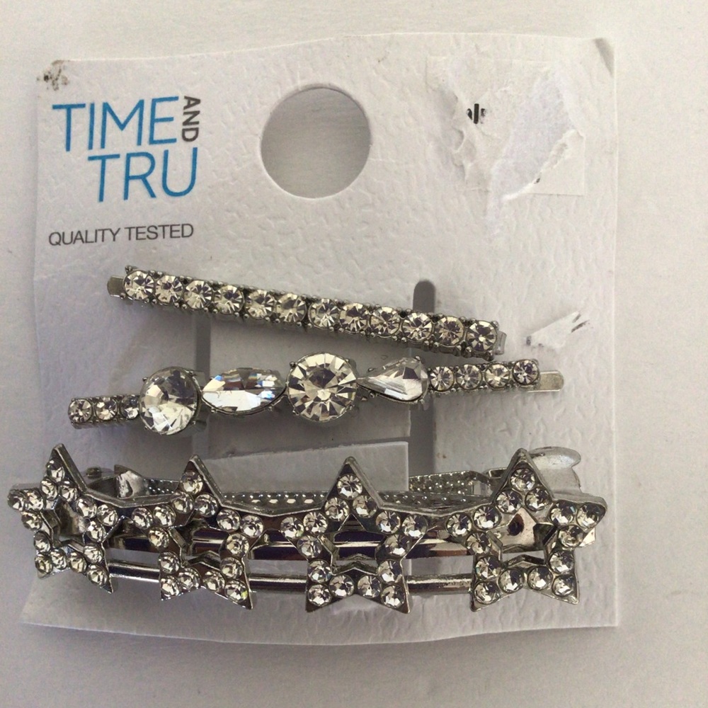 RHINESTONE HAIR CLIPS NWT SET of  THREE NWT